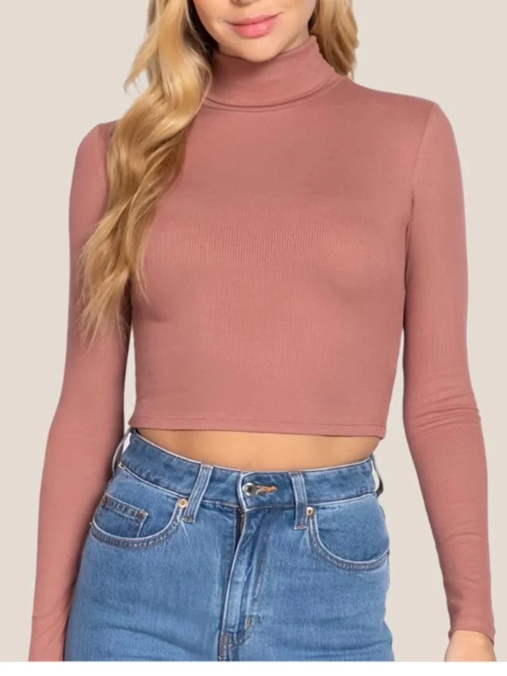 wild fable Mauve Rose Ribbed Cropped Turtleneck